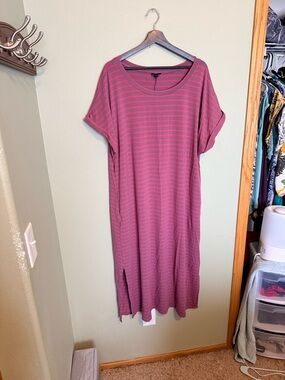 torrid Pink Striped Midi T-Shirt Dress